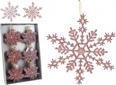 Украшение новогоднее  подвесное Снежинка розовый 15см арт.CAA129201 