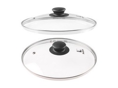 Крышка стеклянная, 240 мм, с металлическим ободом, круглая, PERFECTO LINEA (Стеклянная крышка на сковороду диаметром 24 см с паровыпуском изготовлена