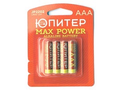 Батарейка AAA LR03 1,5V alkaline 4шт. ЮПИТЕР MAX POWER