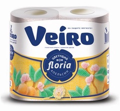 Veiro бумага туалетная Floria двухслойная ароматизированная 4 шт. Цветущий апельсин оранжевая 4С24А1