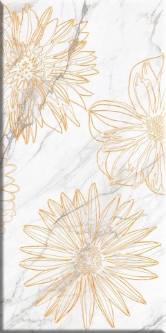 Плитка керамическая, ВК Briere Flower 1, 1с белая 600х300х9 