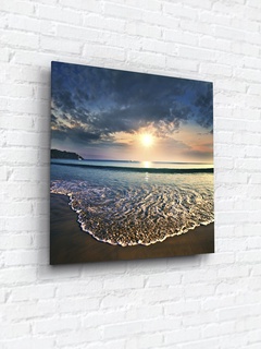 Картина на стекле 40х40 "Закат на тропическом пляже". Артикул OM-02-19-03