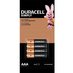 Батарейки алкалиновые Duracell Simply AAA LR03 уп/4 шт. 