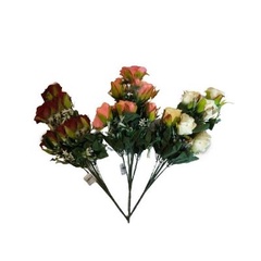 Цветы искусственные Роза с травкой в ассортименте 40 см 12 бутонов арт. BY-700-36 