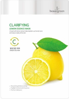 Beauugreen маска тканевая осветляющая для лица с экстрактом лимона clarifying lemon essence mask